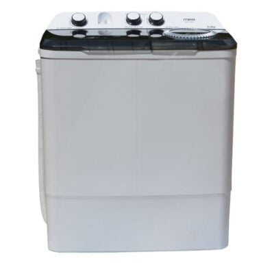 Mika MWSTT2208 - Semi-Automatic Top Load Washing Machine - Twin Tub, 8Kg - White & Grey